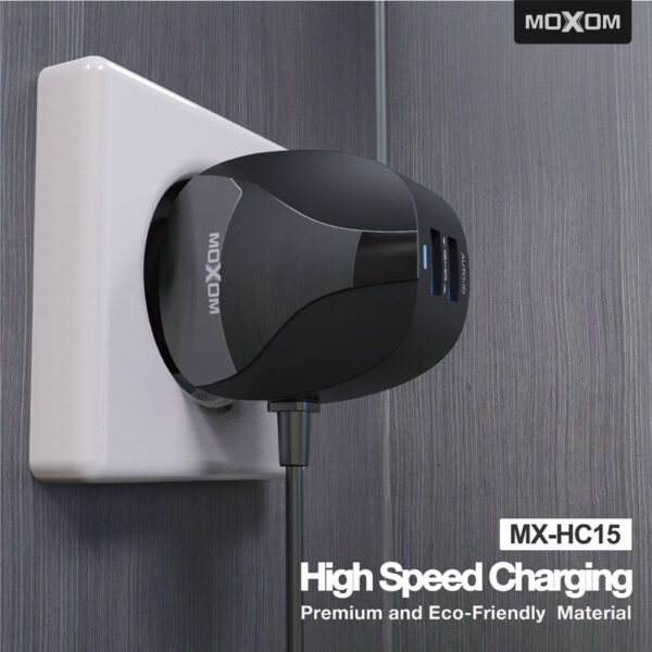 شارژر دیواری موکسوم 2 پورت + کابل اندروید مدل MX-HC15