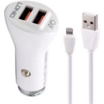 شارژر فندکی فست شارژ Ldnio C511Q 3A QC3.0 36W + کابل آیفونی